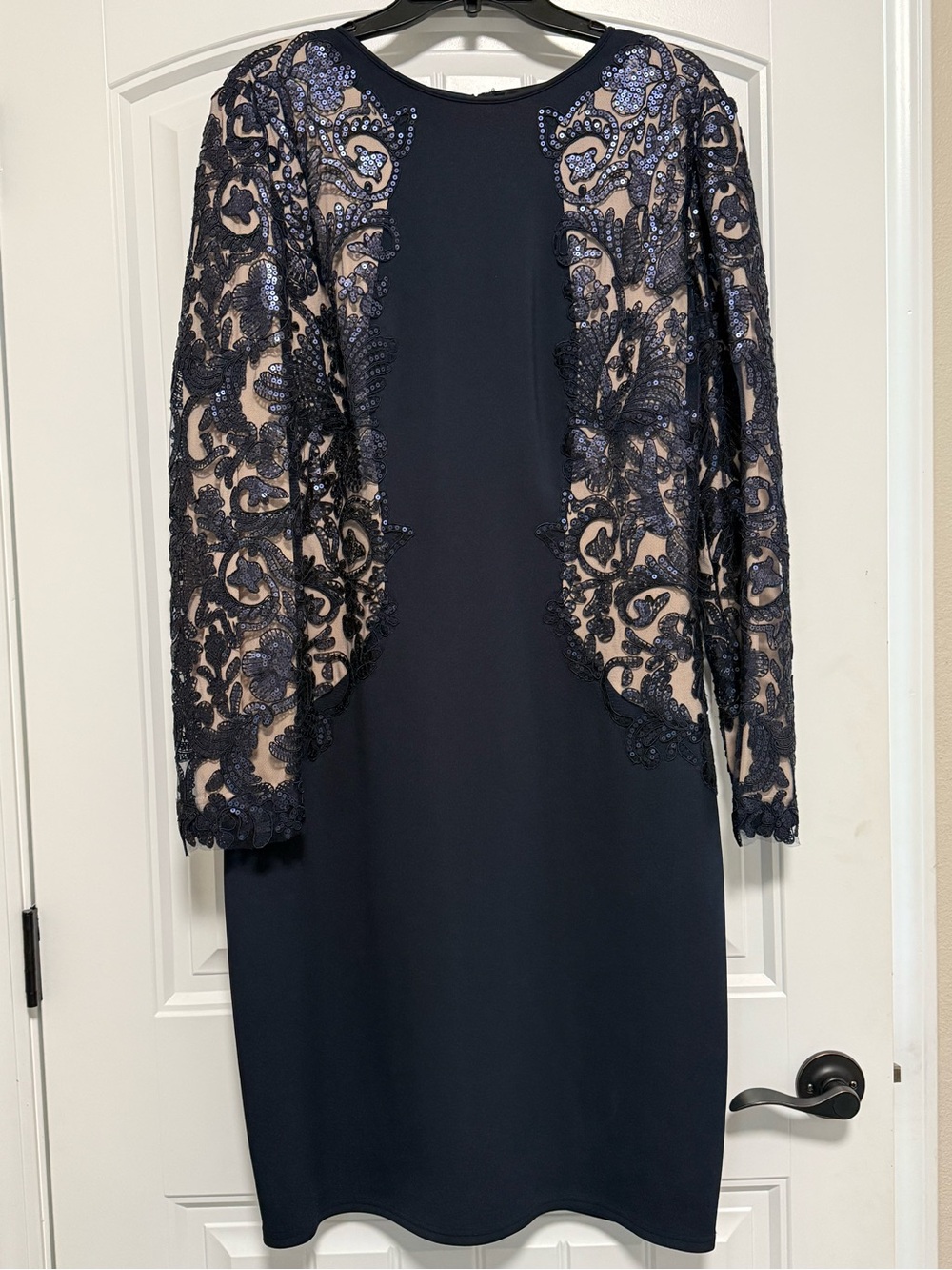 Tadashi Shoji Sequined Neoprene Long Sleeve  Dress